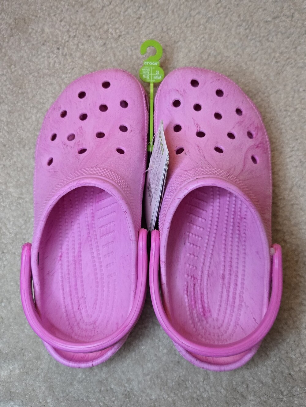 NEW CROCS Pink Watercolor Marbled Clogs